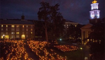 Candlelight vigil in front of Memorial Chapel.