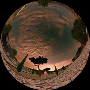 360-degree model of ancient outdoor scene with Socrates visible for display on visualization lab dome