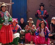Elise Bronzo with a group of women in Coyamaya, Peru