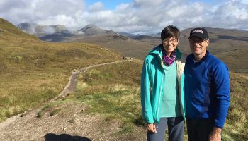Jim ’84 and Susan Corkran Hutton ’83 on the West Highland Way in Scotland.