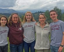 Marnie Concha '87 and family on coffee farm in Colombia