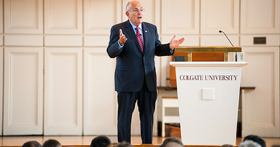 Rudy Giuliani speaks at Memorial Chapel. (Photo by Ashlee Eve '14
