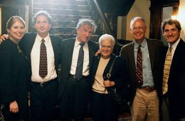 Elie Wiesel visiting Colgate in 1998 with Dean and Provost Jane Pinchin, Balakian, Wiesel, Miriam Grabois and President Neil Grabois, Director of Jewish Studies Steven Kepnes.