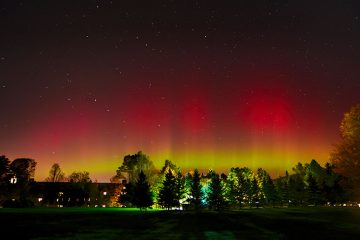 A view of the aurora borealis from campus