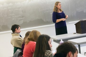 Assistant Professor of Political Science Danielle Lupton gives a lecture in a recent class.