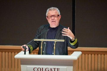 Architect Daniel Libeskind delivers art and art history lecture, sponsored by the Center for Freedom and Western Civilization with co-sponsorship by the Office of the President and the Department of Art and Art History. Photo by Andrew Daddio